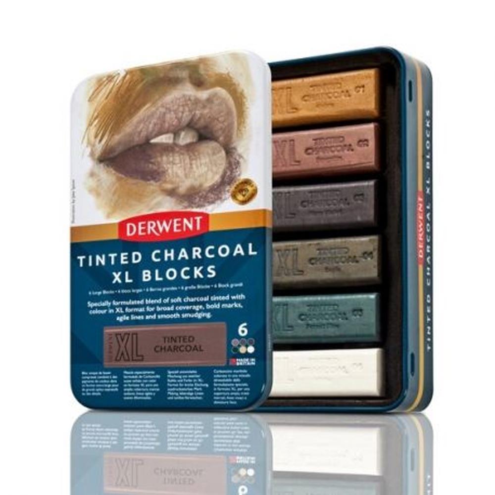 DERWENT SET TINTED CHARCOAL 6 XL BLOCKS