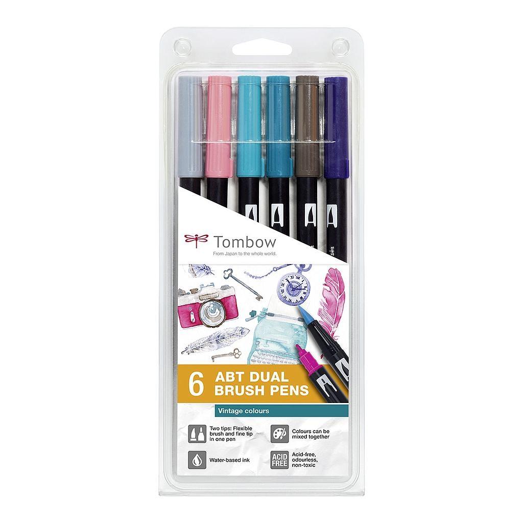 TOMBOW ROTULADOR DUAL BRUSH SET 6 UDS COLORES VINTAGE
